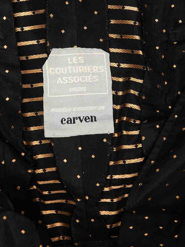 Abendkleid Seide Carven Couture, schwarz mit Gold Punkten