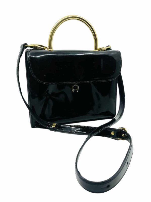 Aigner Umhängetasche Lackleder, schwarz