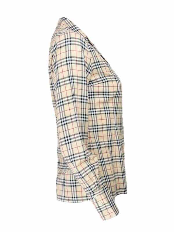 Burberry karierte Bluse Wolle, beige – Bild 2