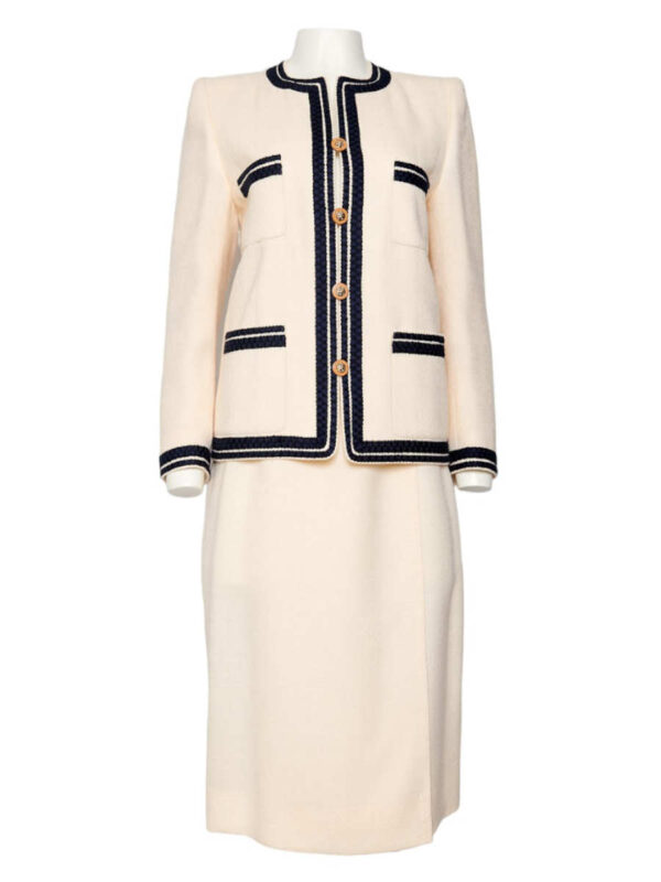Chanel Costume Wolle, écru
