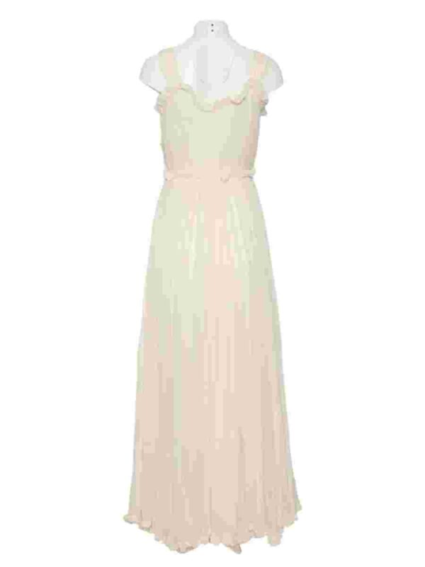 Chiffon silk strap dress, ecru - Image 3