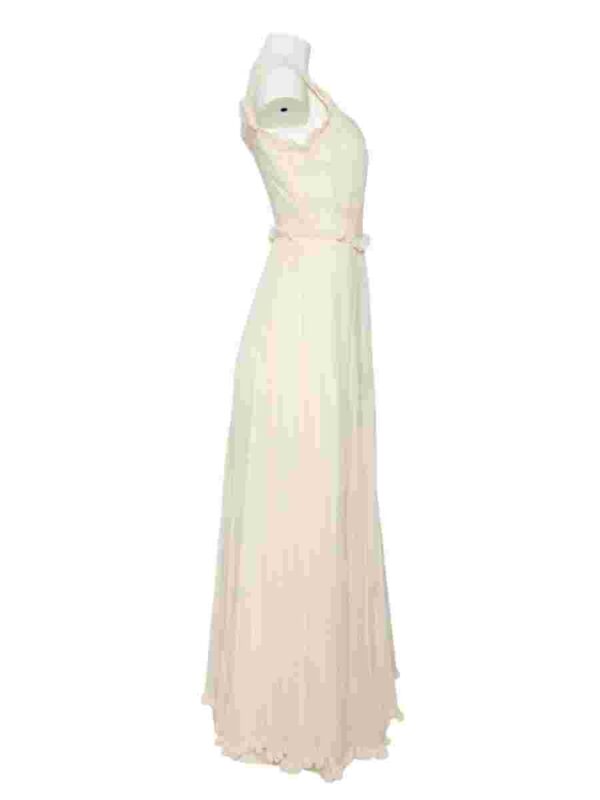 Chiffon silk strap dress, ecru - Image 2