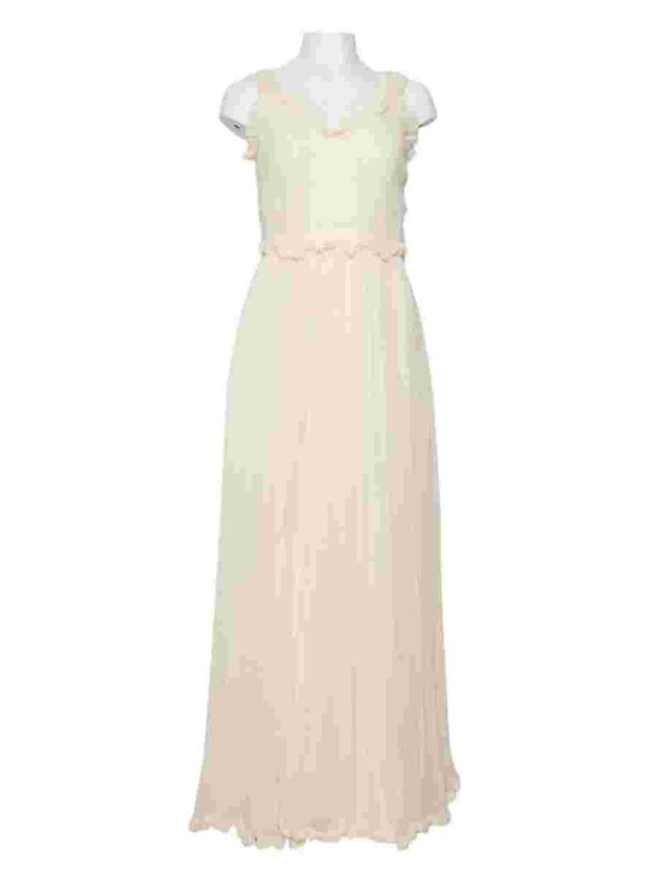 Chiffon Seiden Träger Kleid, ecru