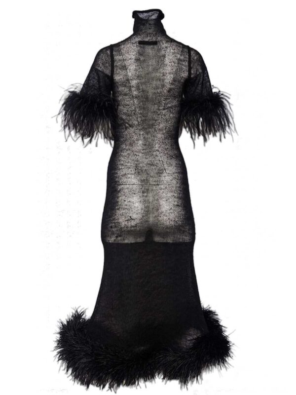 Cocktailkleid Strick Federn, schwarz – Bild 3