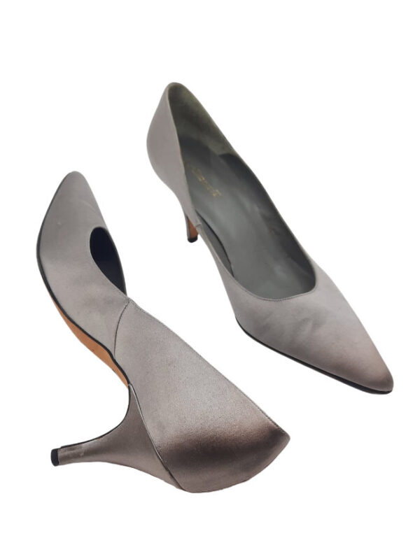 L.K. Bennett High Heels, silber satin – Bild 4