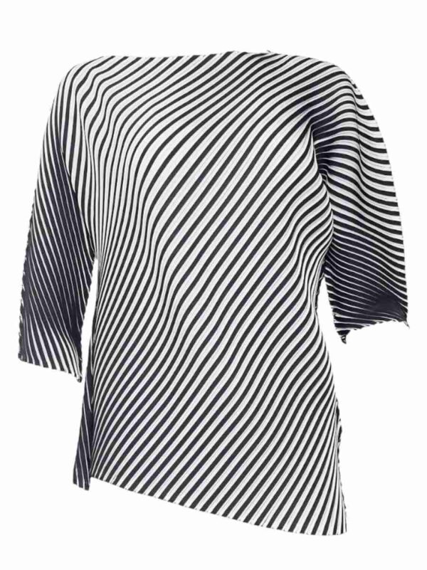 Pullover plissiert Issey Miyake, schwarz weiss
