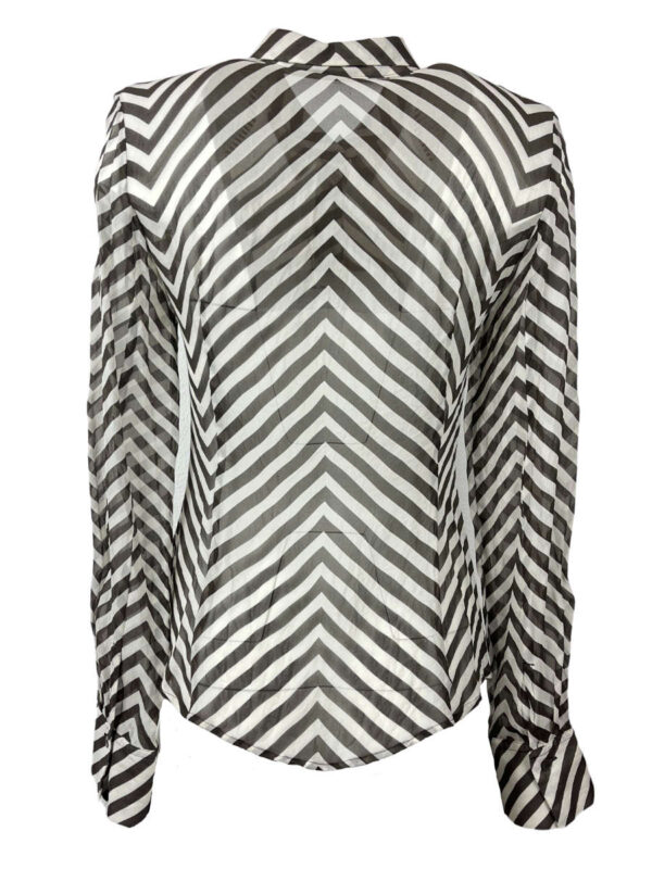 René Lazard Seidenbluse 90er Jahre Chevron, braun – Bild 3