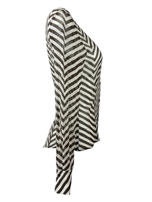 René Lazard Seidenbluse 90er Jahre Chevron, braun – Bild 2