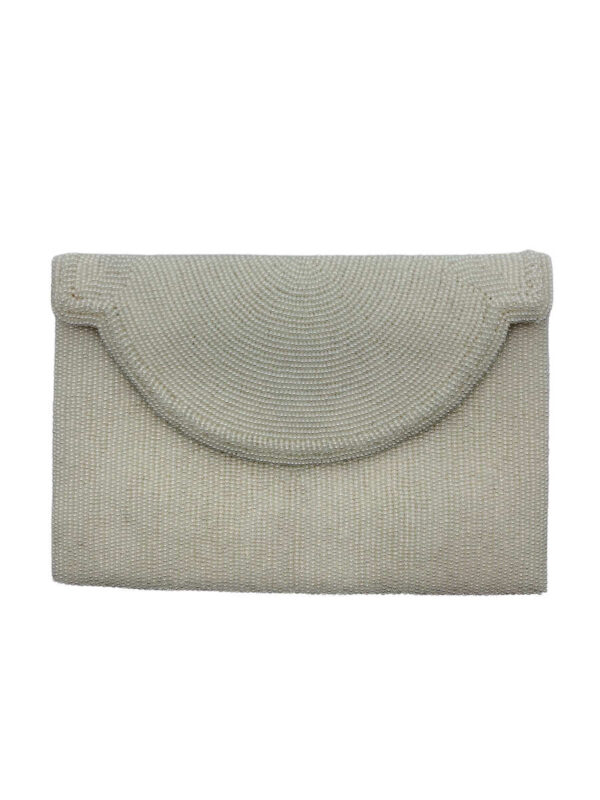 Rocaillesperlen Clutch, weiss