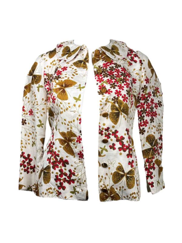 Vintage Bluse Wildseide Floral, écru