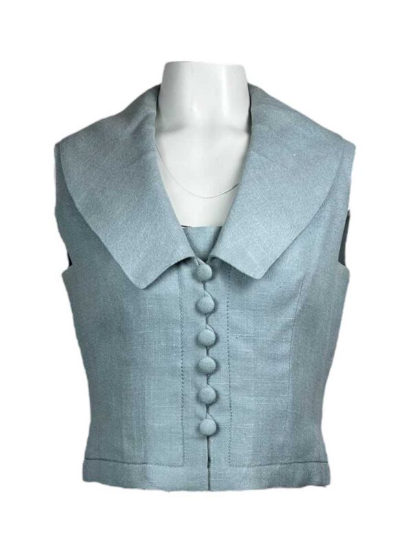 Vintage Couture Ensamble Linen Blend, Light Blue - Image 4