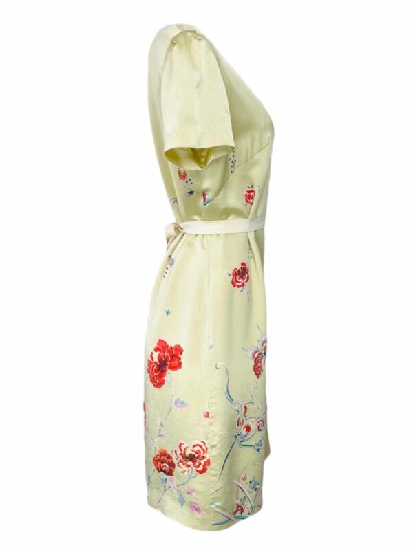 Vintage Kleid Seide florales Panneau, bunt – Bild 2