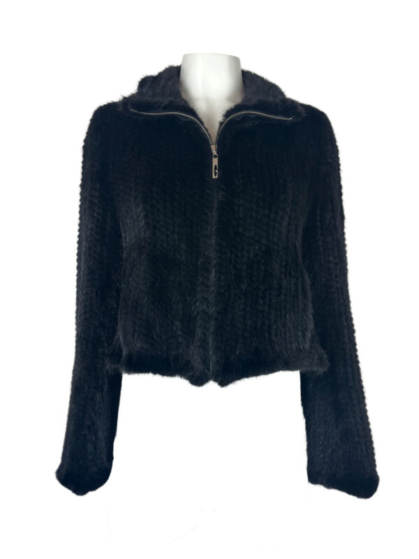 Vintage Nerzjacke geflochten, schwarz
