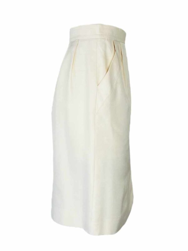 Yves Saint Laurent Seidenjupe, écru – Bild 2